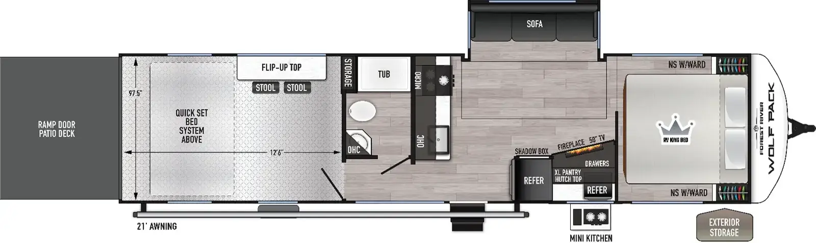 Floorplan diagram for 2026 Wolf Pack Cherokee Wolf Pack 27-12.5