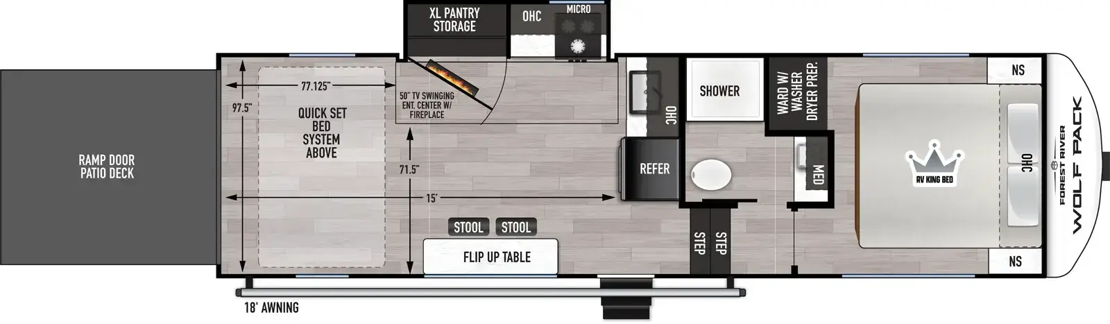 Floorplan diagram for 2026 Wolf Pack Cherokee Wolf Pack 275PACK15