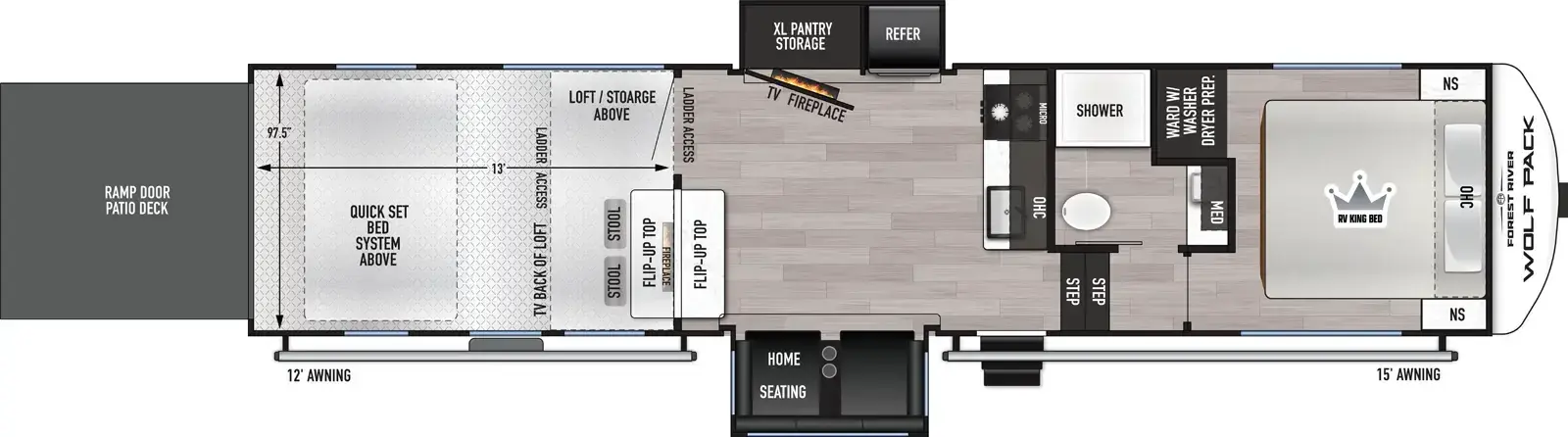 Floorplan diagram for 2026 Wolf Pack Cherokee Wolf Pack 290PACK13