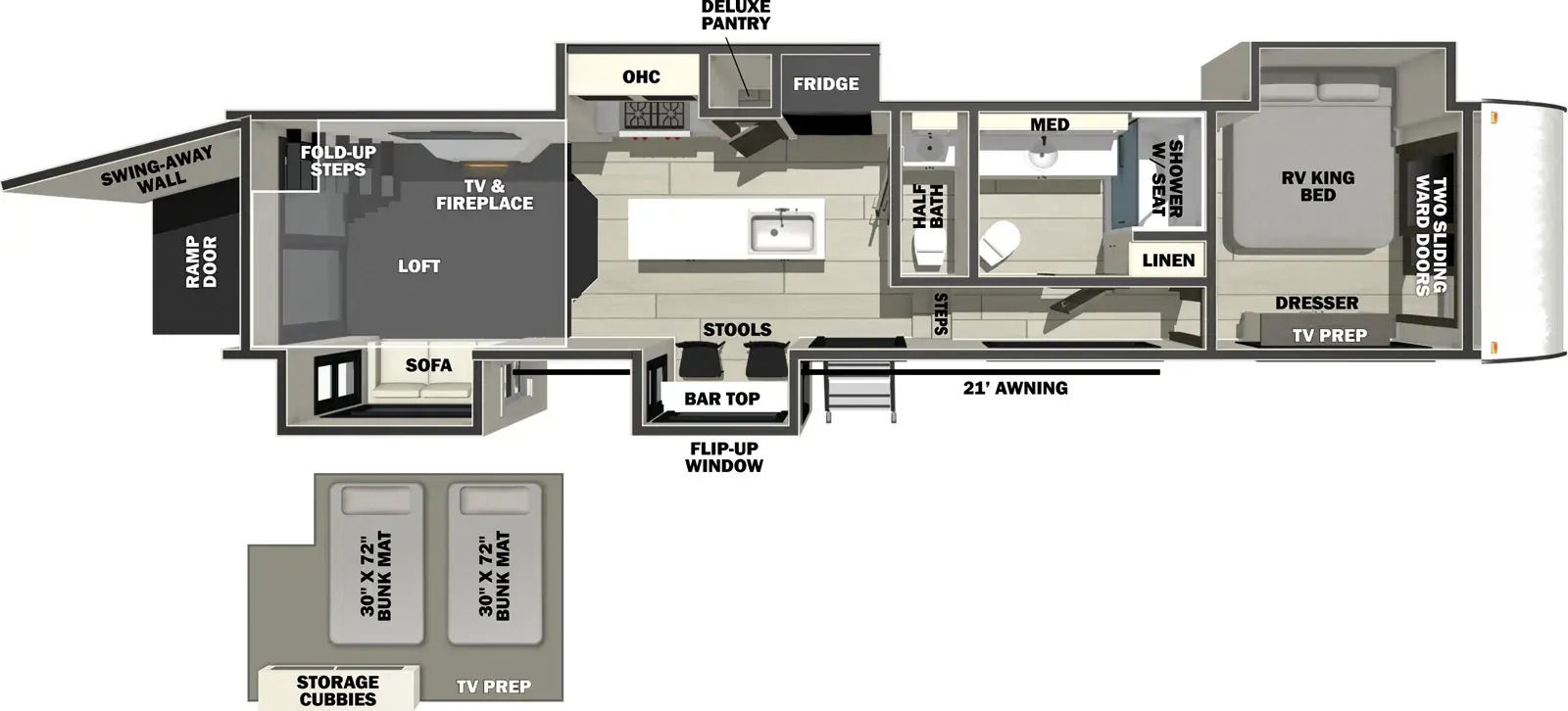 Floorplan diagram for 2026 Wolf Pack Cherokee Wolf Pack 411STAY