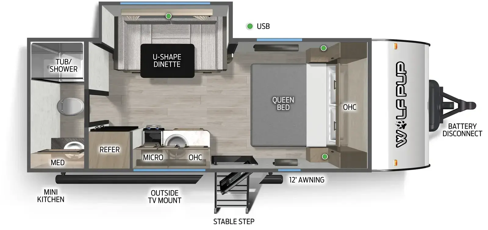 Floorplan diagram for 2026 Wolf Pup Cherokee Wolf Pup 16KHW