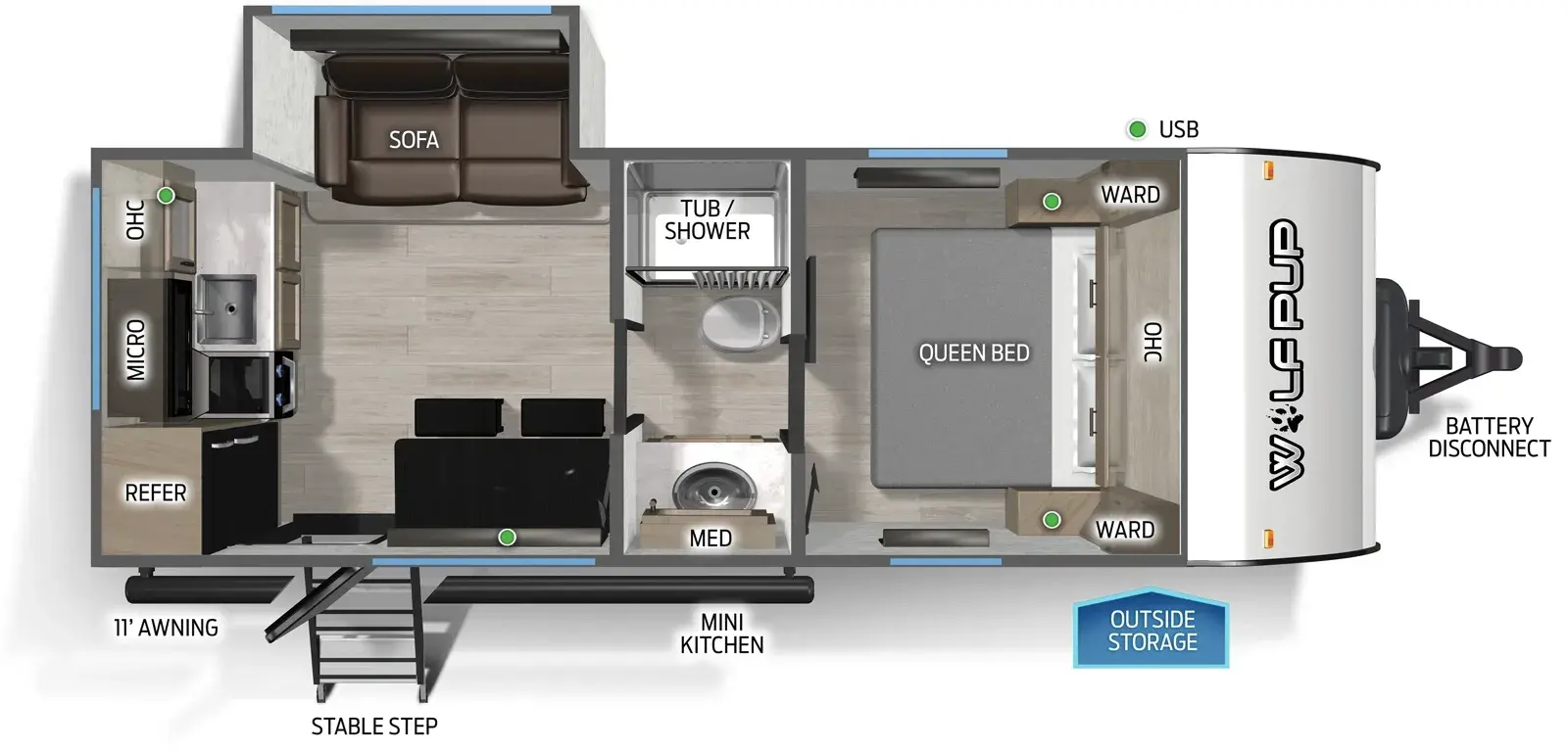 Floorplan diagram for 2026 Wolf Pup Cherokee Wolf Pup 17SC