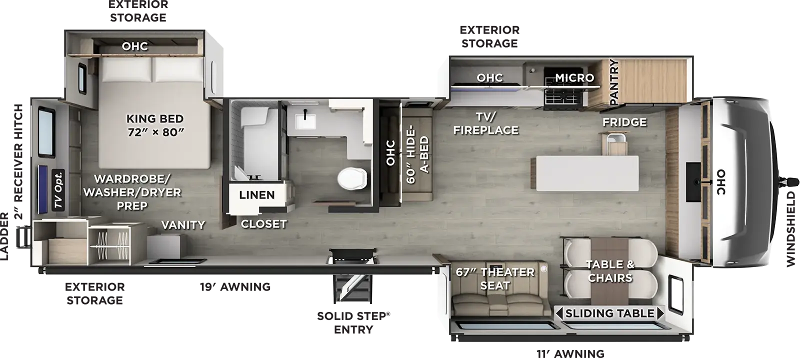 Floorplan diagram for 2027 Flagstaff Classic Travel Trailers 839FK