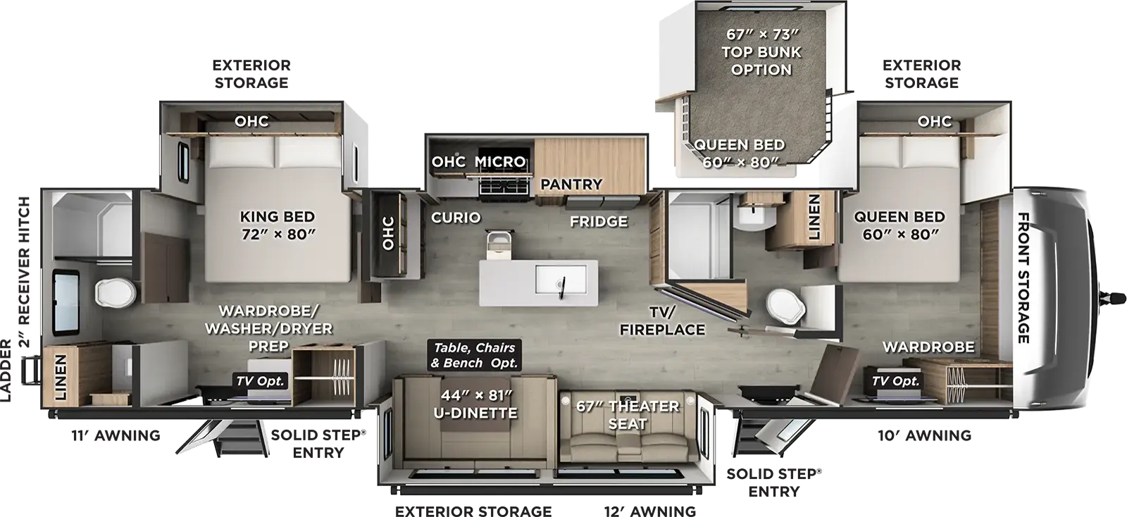 Floorplan diagram for 2027 Flagstaff Classic Travel Trailers 842DB