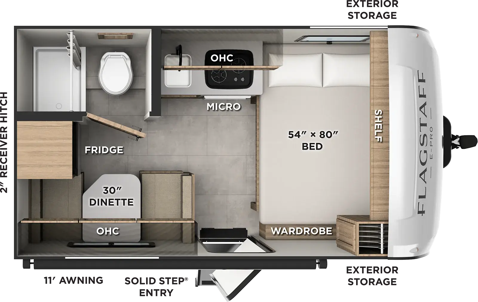 Floorplan diagram for 2027 Flagstaff E-Pro E131DLE