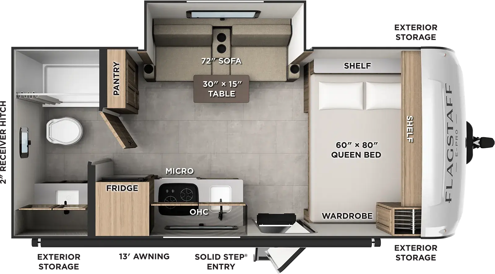 Floorplan diagram for 2027 Flagstaff E-Pro E171SLE