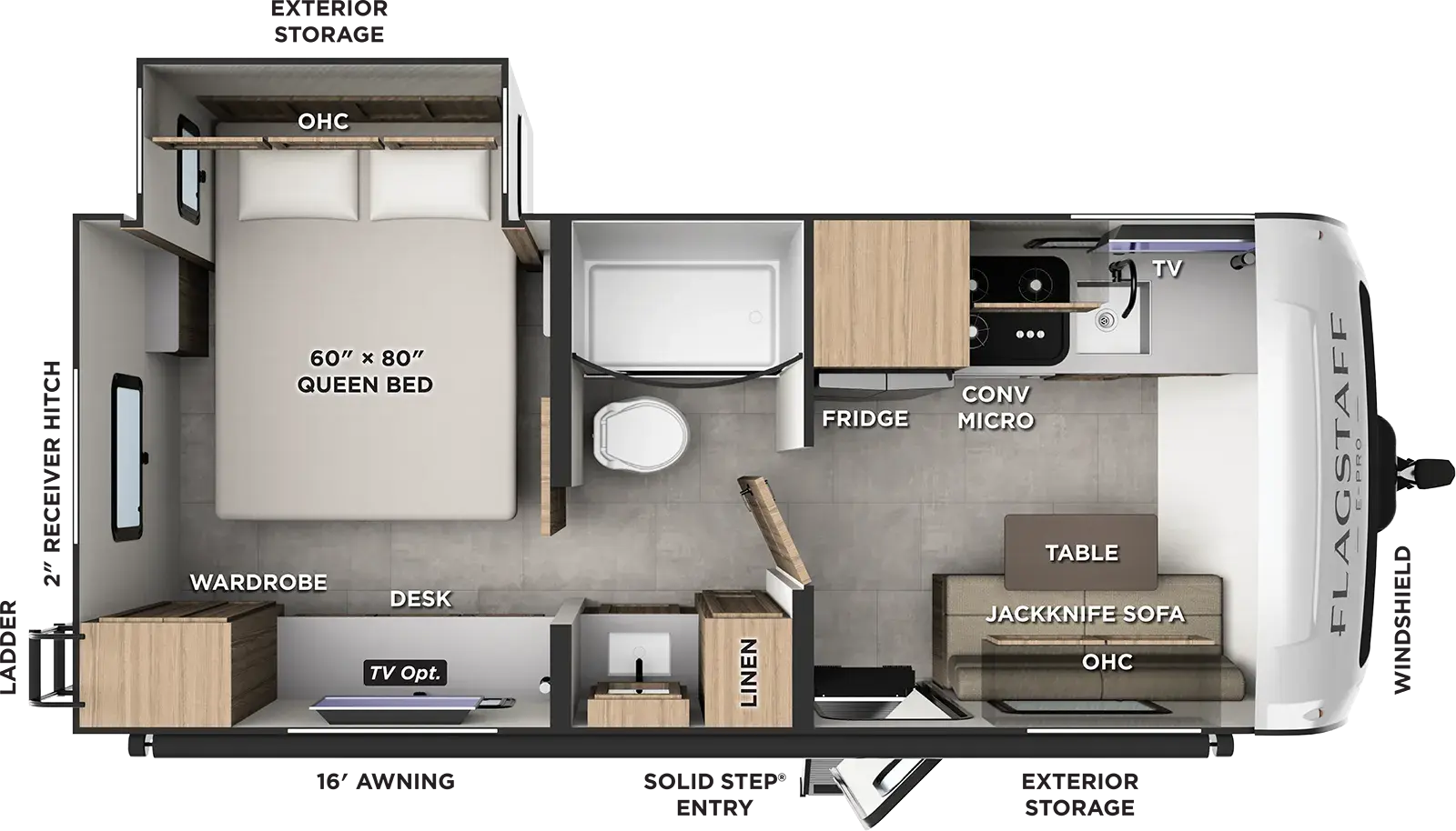 Floorplan diagram for 2027 Flagstaff E-Pro E201RBS