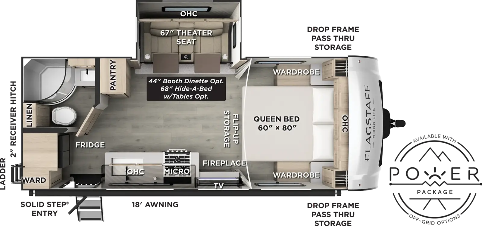 Floorplan diagram for 2027 Flagstaff Micro Lite 22FBS