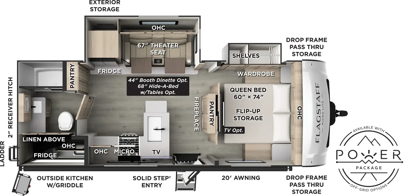 Floorplan diagram for 2027 Flagstaff Micro Lite 25BSDS