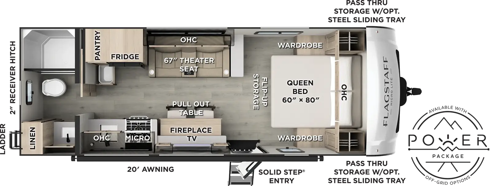Floorplan diagram for 2027 Flagstaff Micro Lite 25FBT