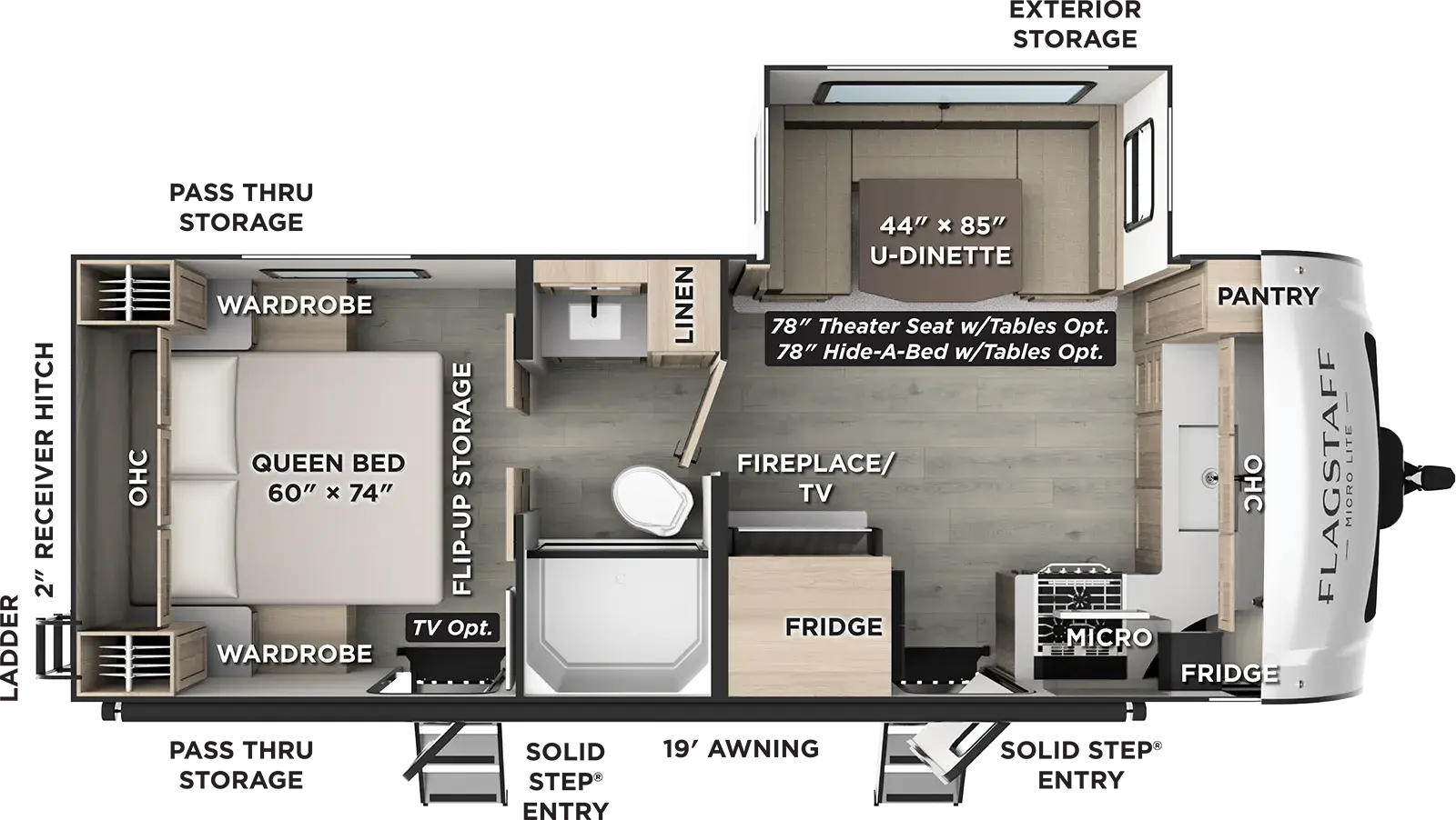 Floorplan diagram for 2027 Flagstaff Micro Lite 25FKB