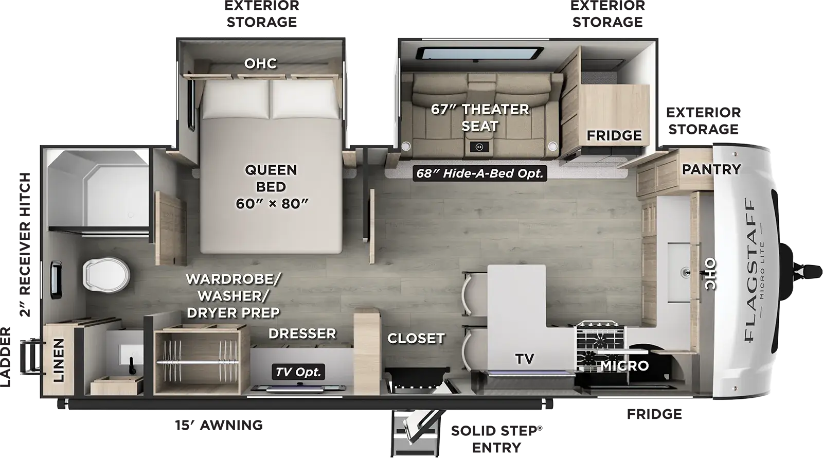 Floorplan diagram for 2027 Flagstaff Micro Lite 25MBR