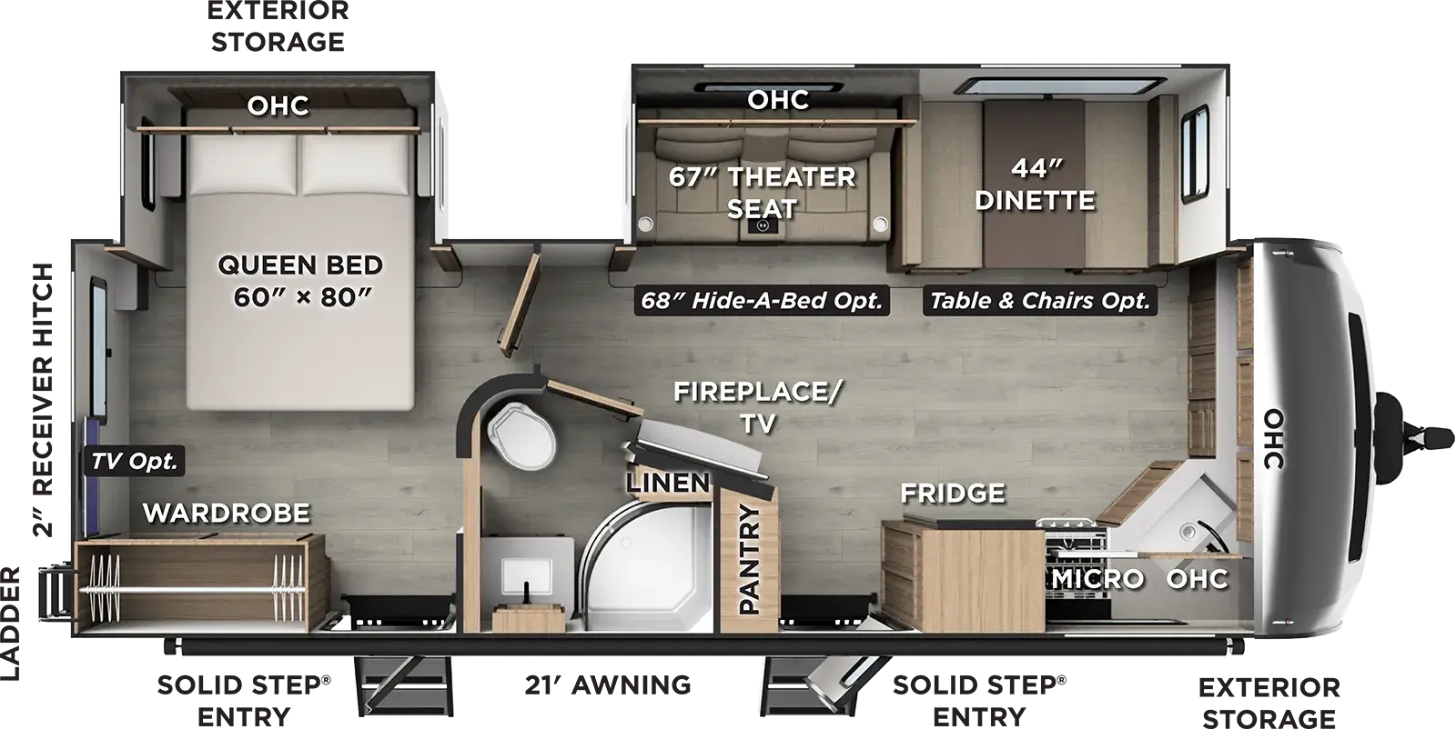 Floorplan diagram for 2027 Flagstaff Super Lite Travel Trailers 26FKBS