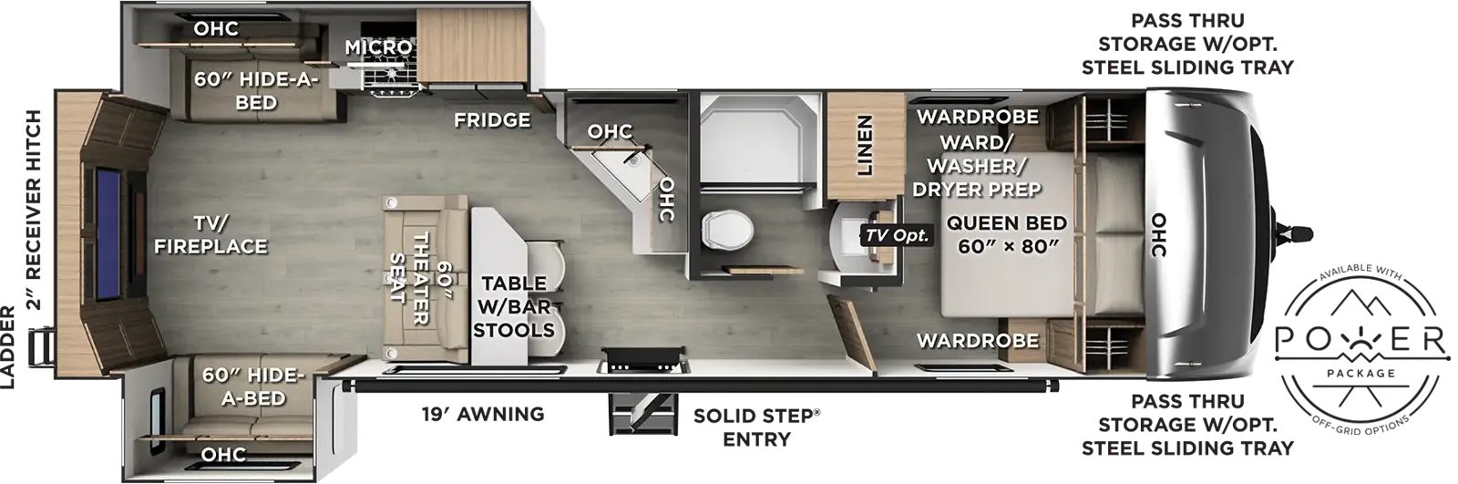 Floorplan diagram for 2027 Flagstaff Super Lite Travel Trailers 29FBRL