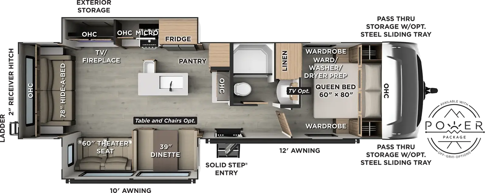 Floorplan diagram for 2027 Flagstaff Super Lite Travel Trailers 29KSRL