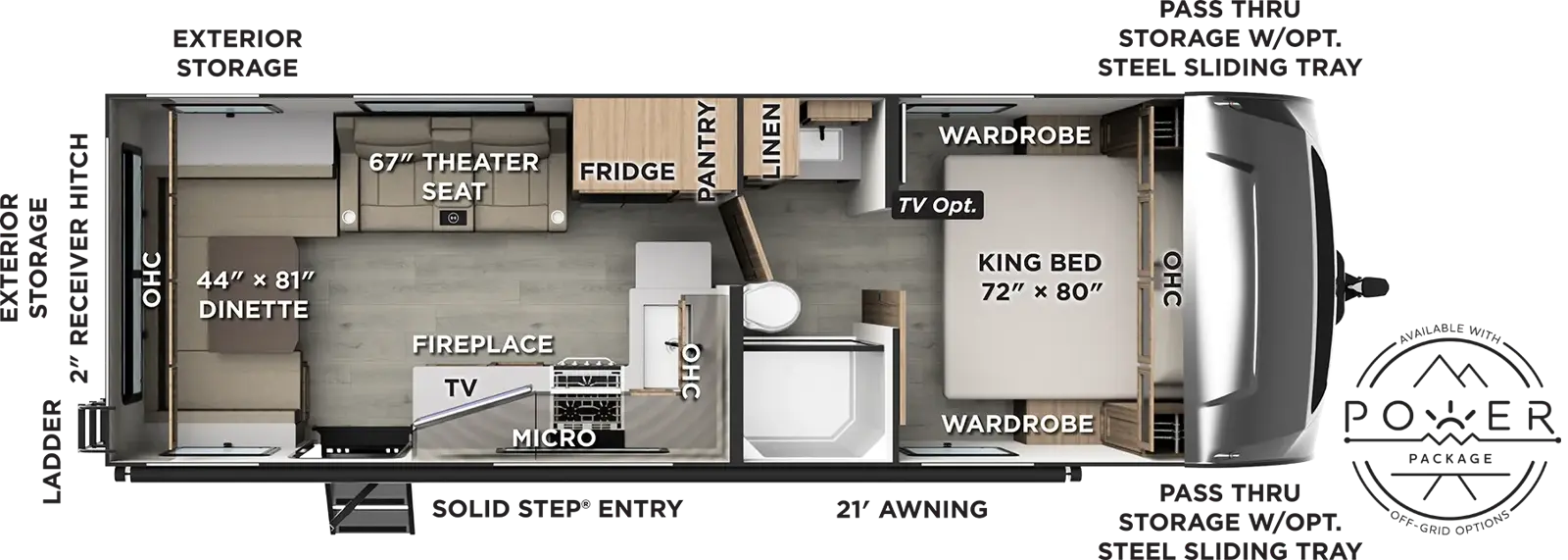 Floorplan diagram for 2027 Flagstaff Super Lite Travel Trailers 30RDT