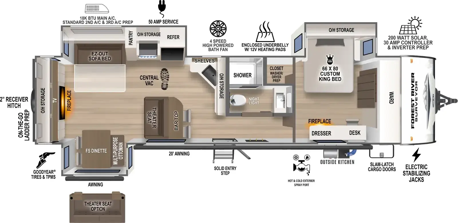 Floorplan diagram for 2026 Grand Surveyor 302RDBS