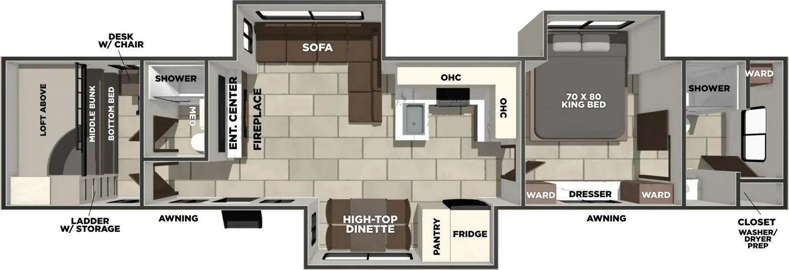 Floorplan diagram for 2027 LaCrosse 44PK