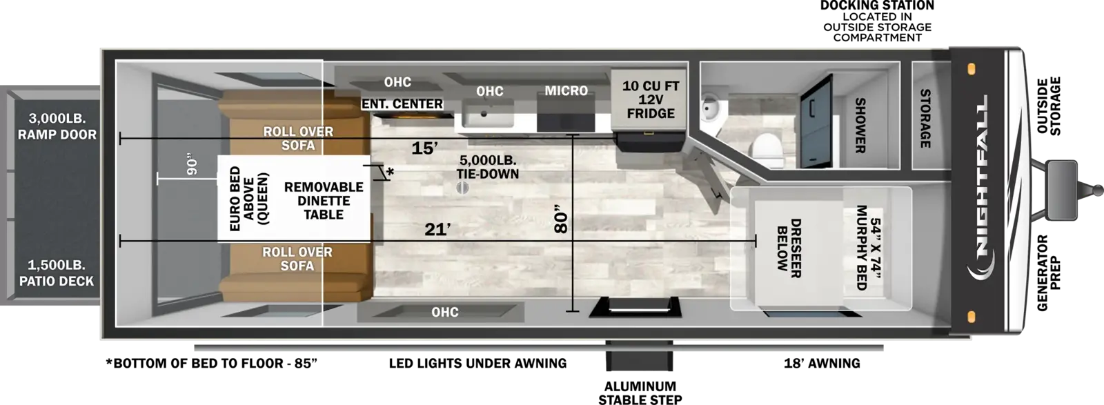 Floorplan diagram for 2027 Nightfall 22N