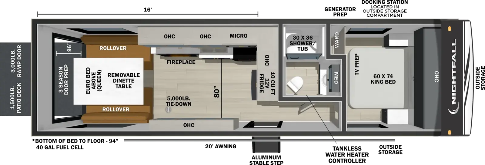 Floorplan diagram for 2027 Nightfall 270N