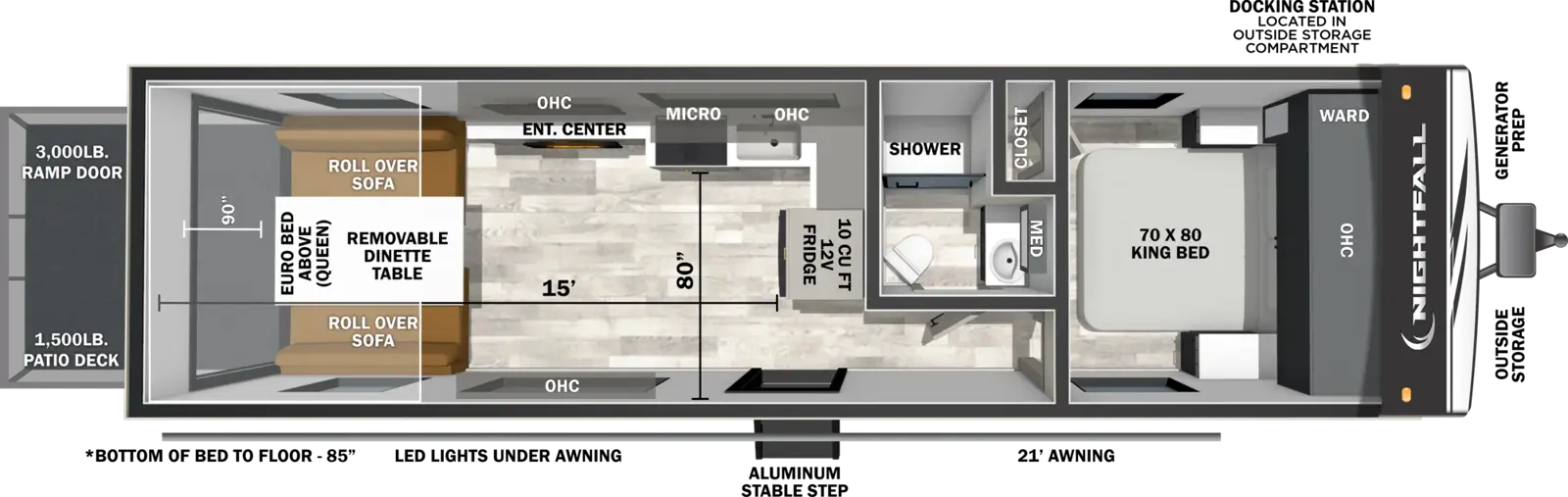 Floorplan diagram for 2027 Nightfall 28N