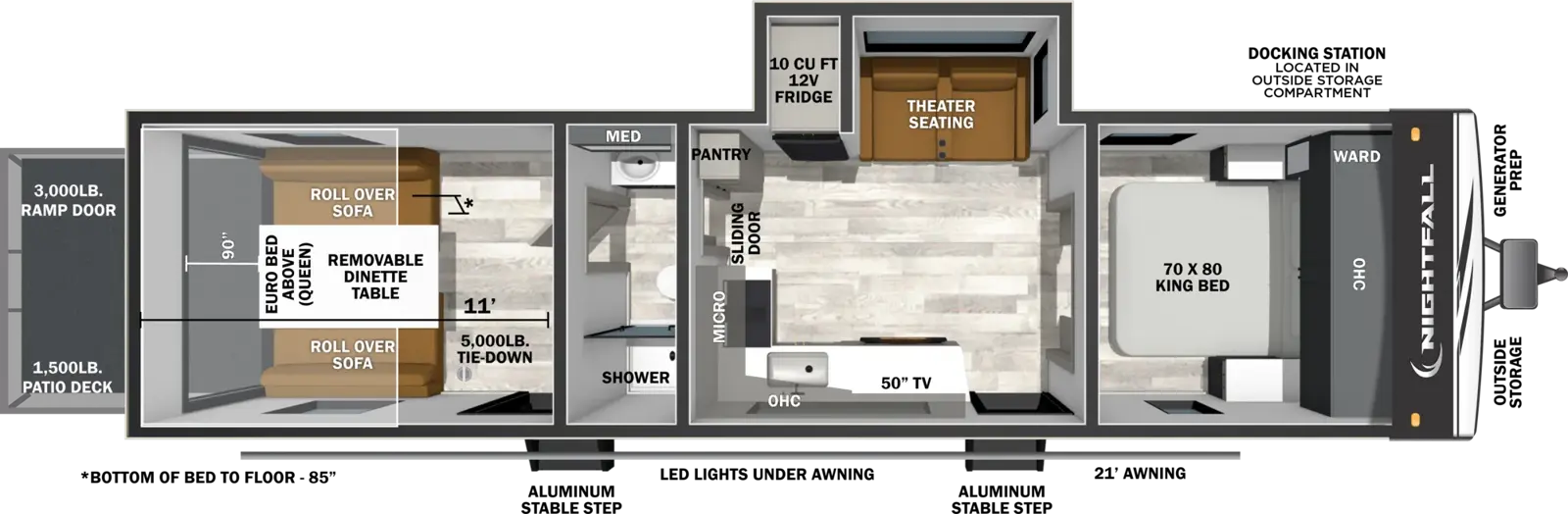 Floorplan diagram for 2027 Nightfall 29N