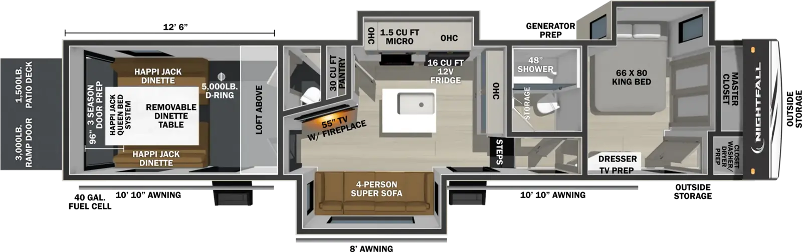 Floorplan diagram for 2027 Nightfall 343NHD