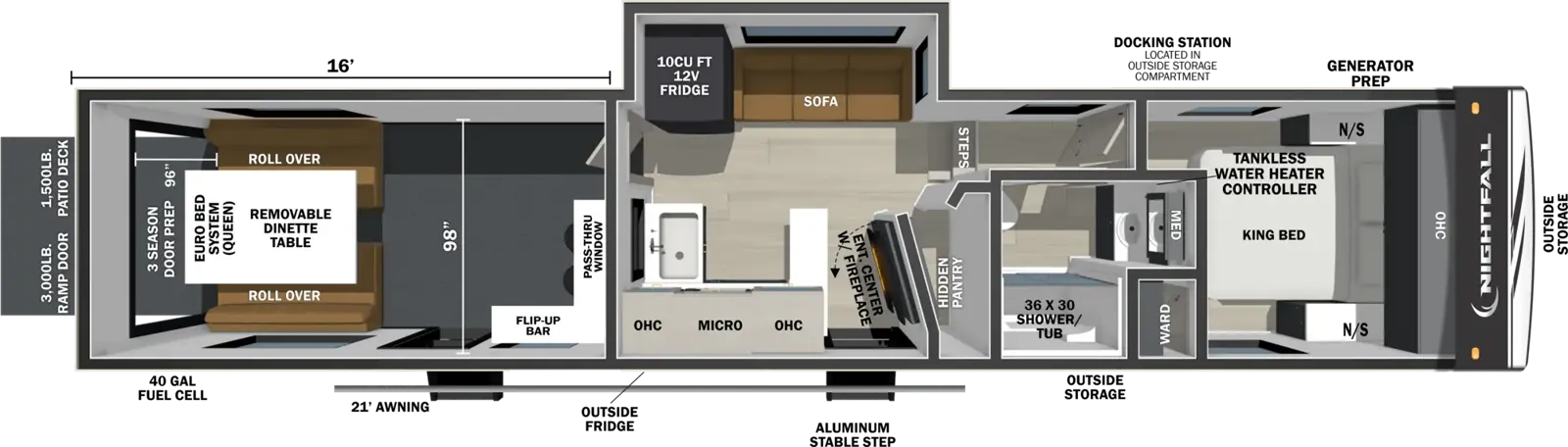Floorplan diagram for 2027 Nightfall 380N