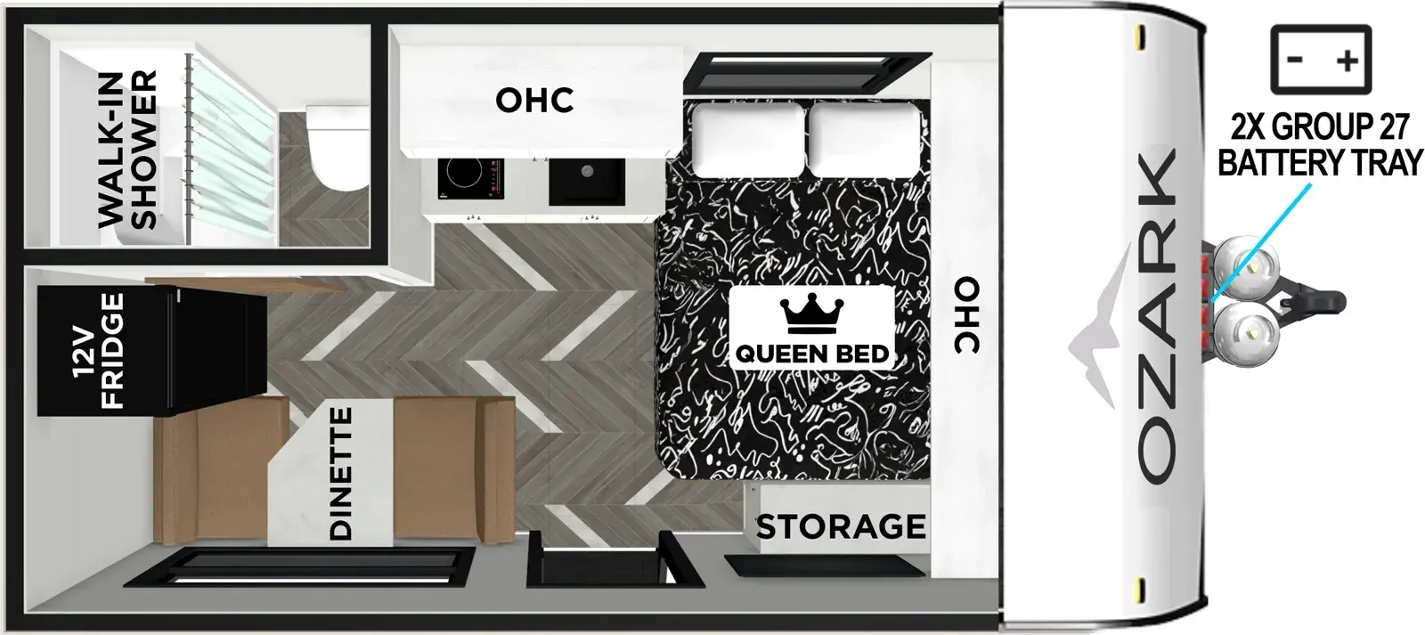Floorplan diagram for 2026 Ozark 13RD