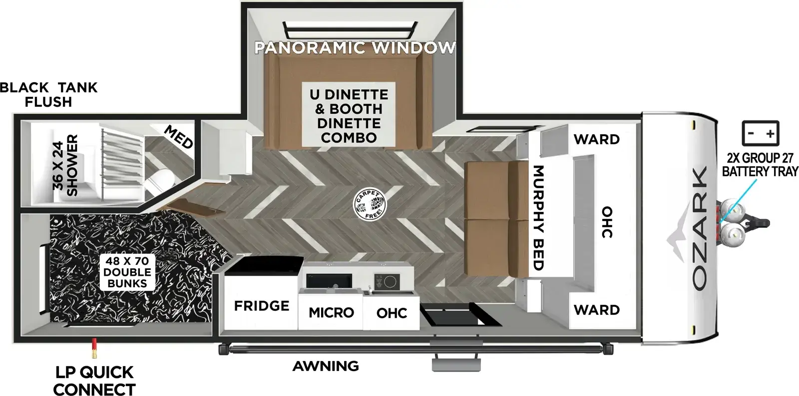 Floorplan diagram for 2026 Ozark 1680BSK