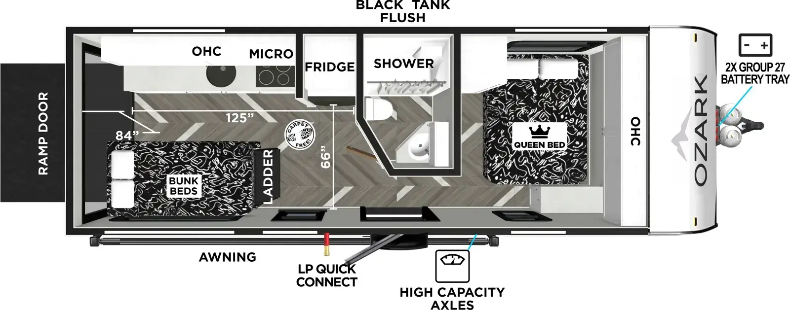 Floorplan diagram for 2026 Ozark 1900THK