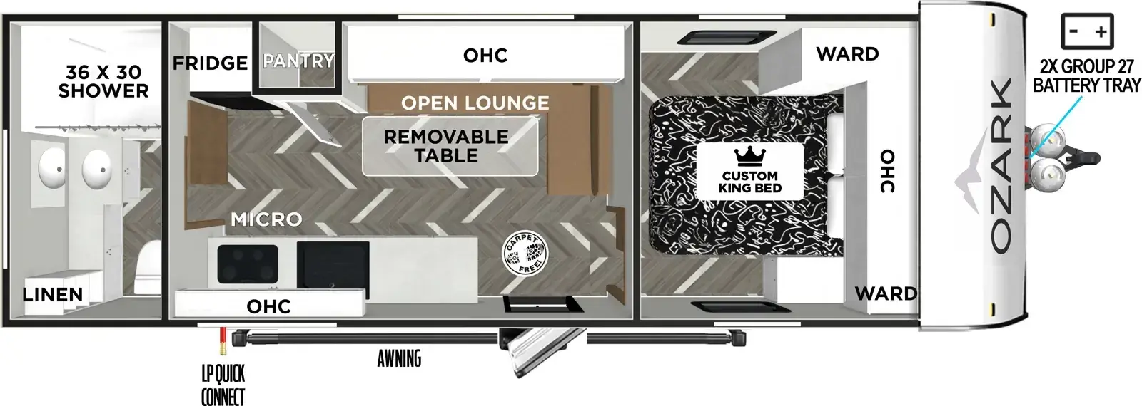 Floorplan diagram for 2026 Ozark 2300RBLE
