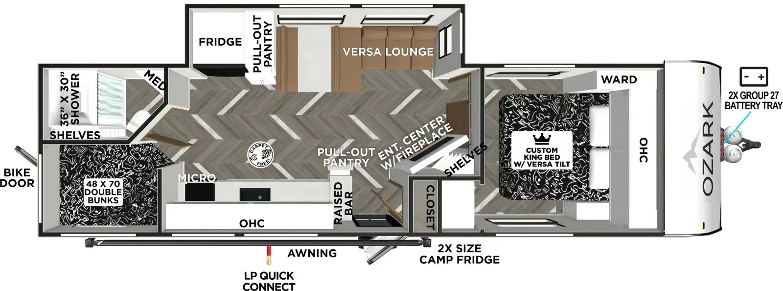 Floorplan diagram for 2026 Ozark 2690BHK