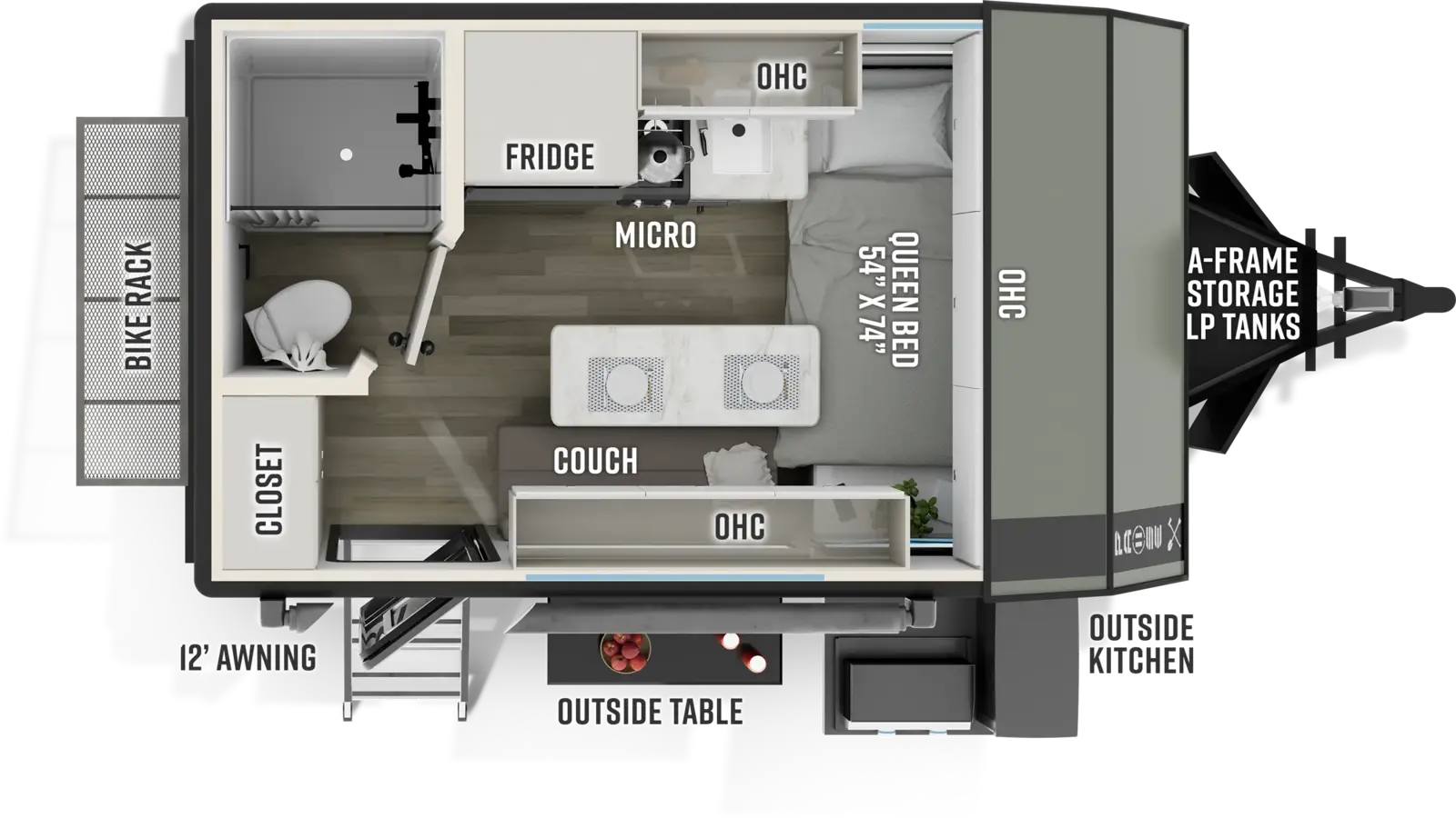Floorplan diagram for 2027 Pause Palomino Pause R12RB