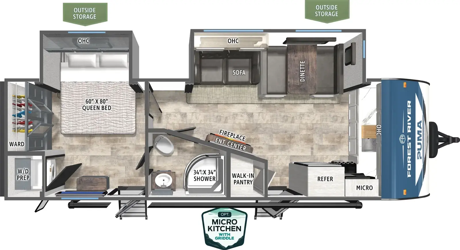 Floorplan diagram for 2026 Puma 26FKDS