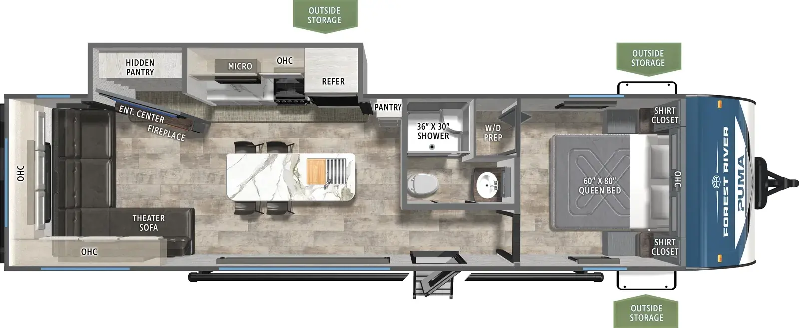 Floorplan diagram for 2026 Puma 290RL
