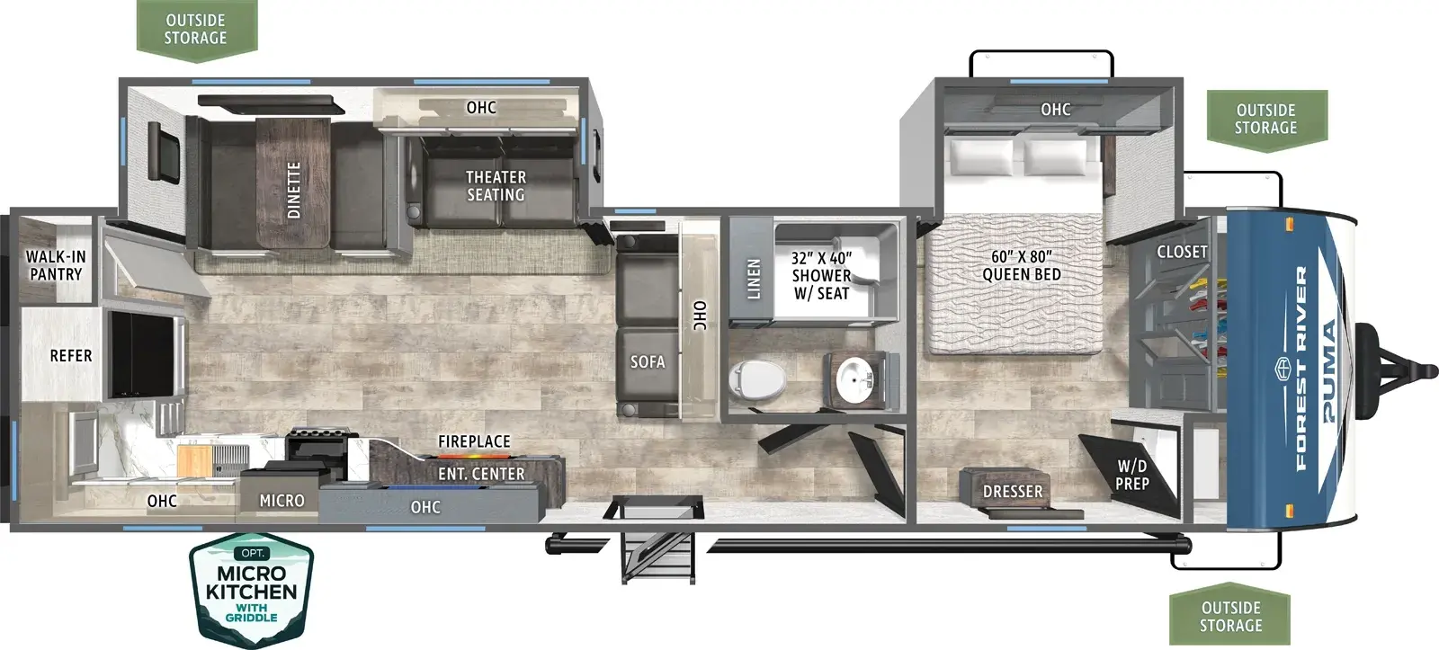 Floorplan diagram for 2026 Puma 30RKQS