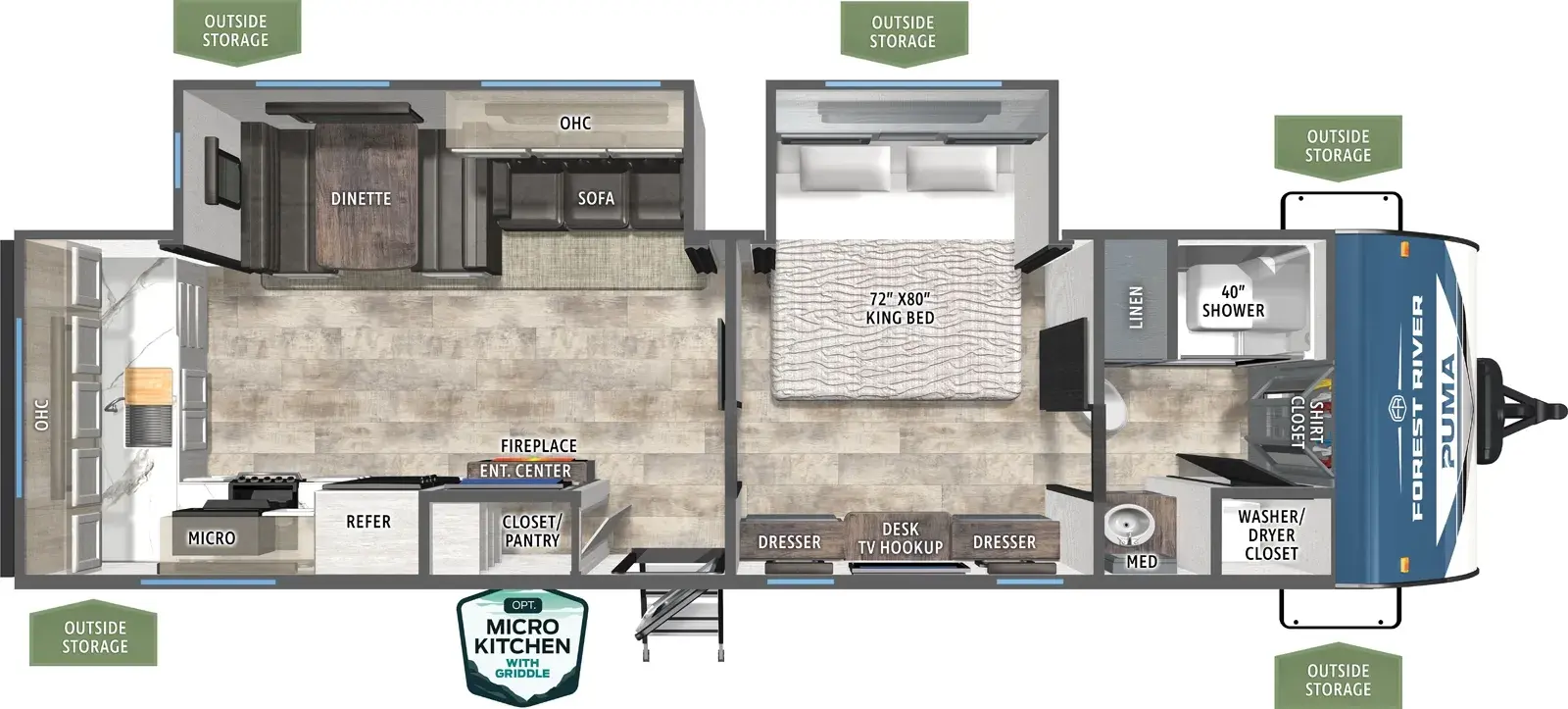 Floorplan diagram for 2026 Puma 310RK