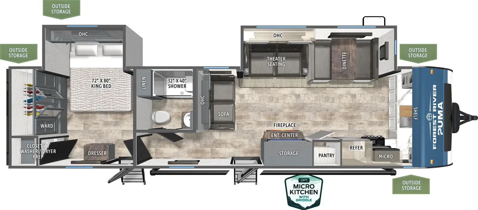 Floorplan diagram for 2026 Puma 31FKRK