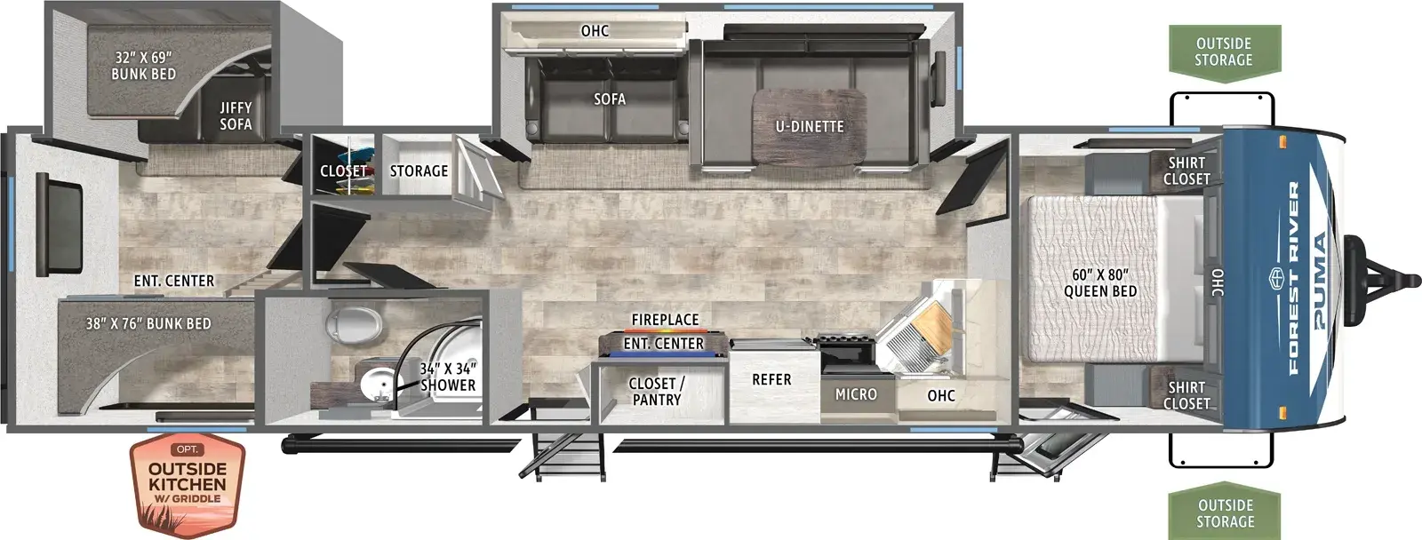 Floorplan diagram for 2026 Puma 31QBBH