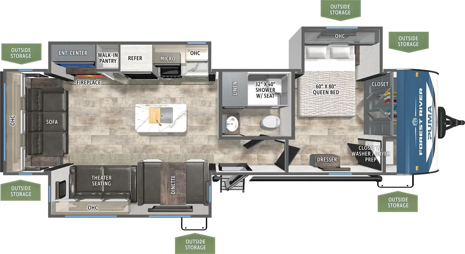 Floorplan diagram for 2026 Puma 31RLQS