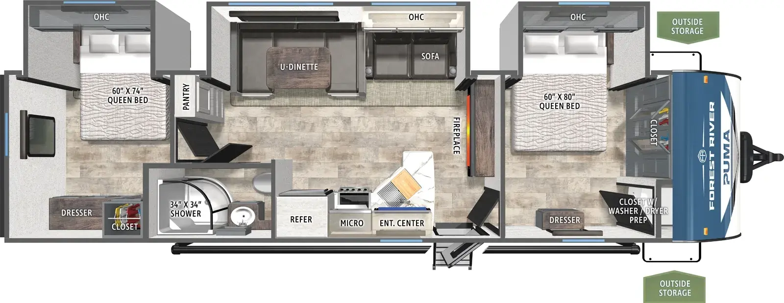 Floorplan diagram for 2026 Puma 32RBFQ2