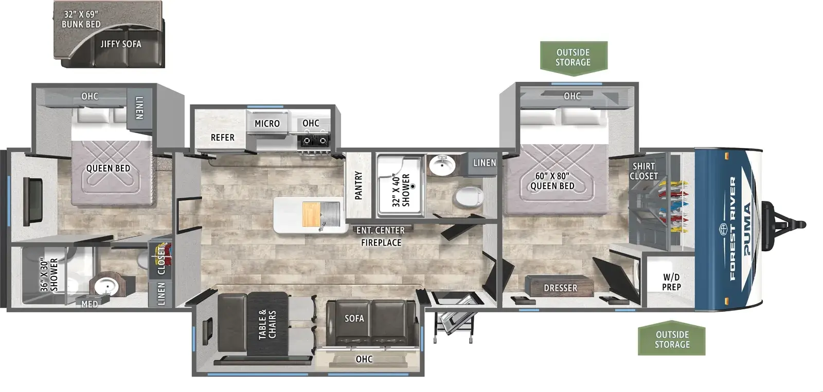 Floorplan diagram for 2026 Puma 340DB