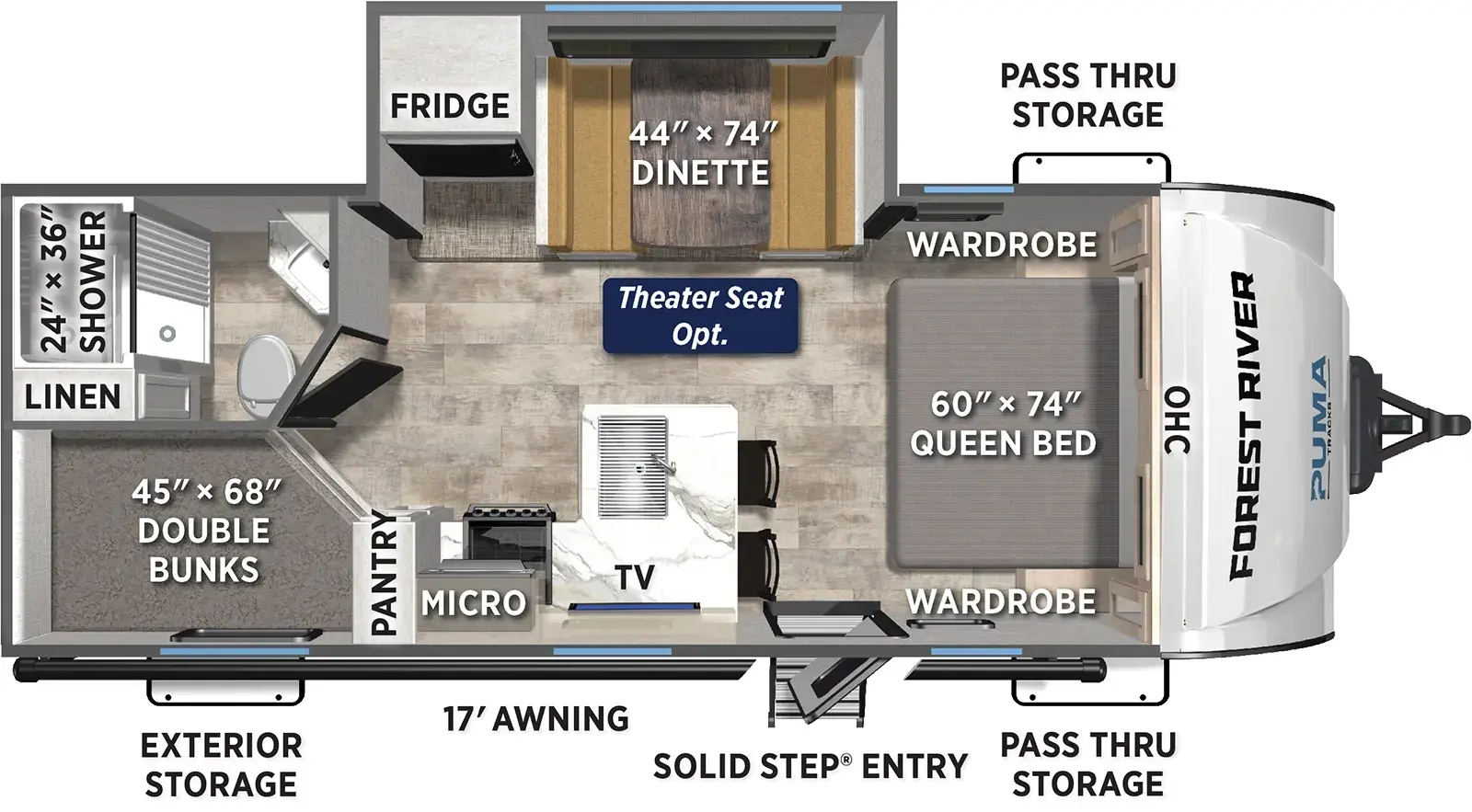 Floorplan diagram for 2026 Puma Tracks 235BH