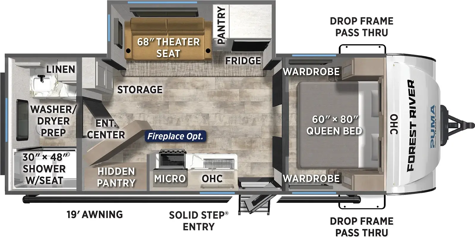 Floorplan diagram for 2026 Puma Tracks 2420RBS