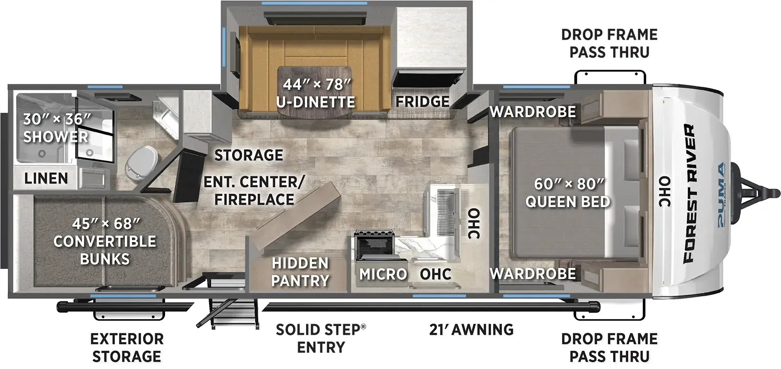 Floorplan diagram for 2026 Puma Tracks 2430BHS