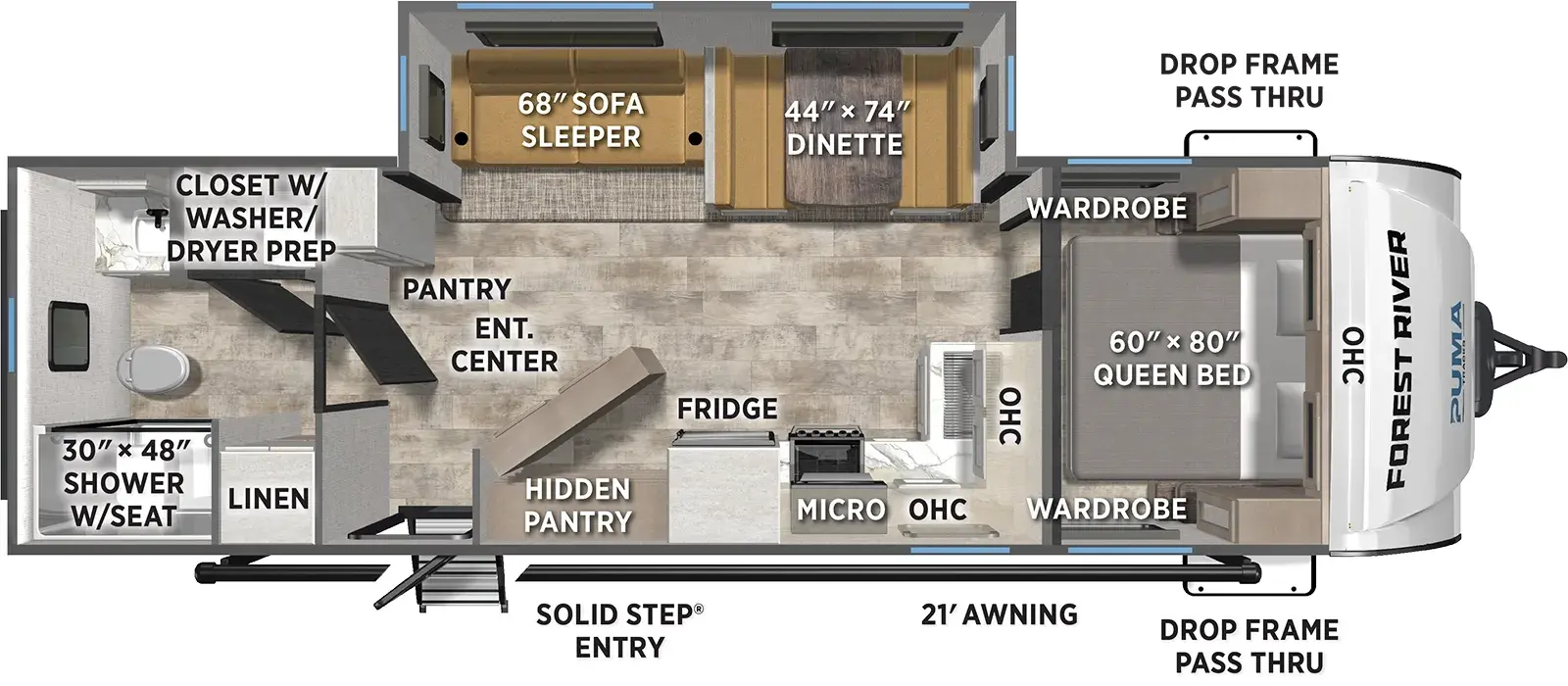 Floorplan diagram for 2026 Puma Tracks 2580RBSS
