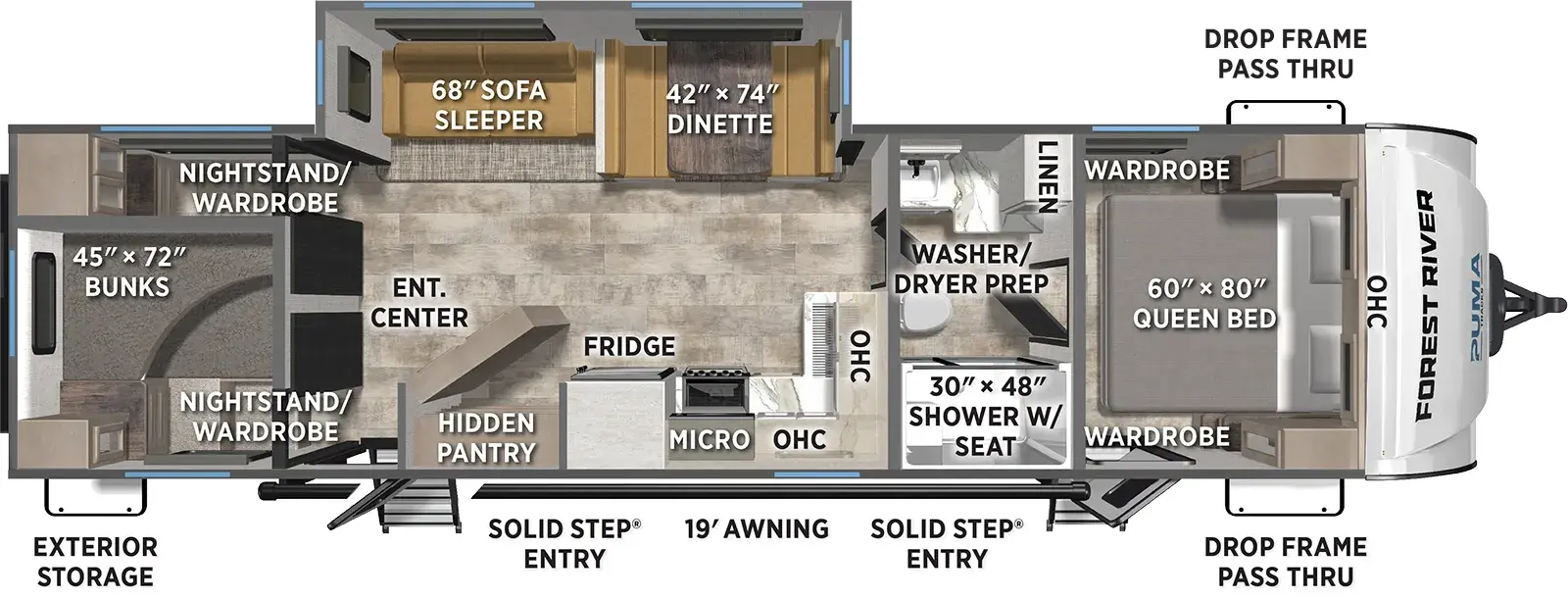 Floorplan diagram for 2026 Puma Tracks 3150TBSS