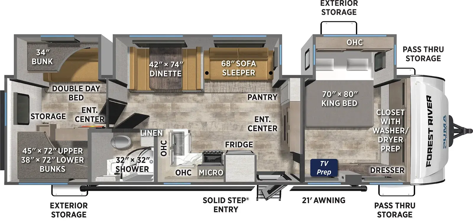 Floorplan diagram for 2026 Puma Tracks 3200TSBH