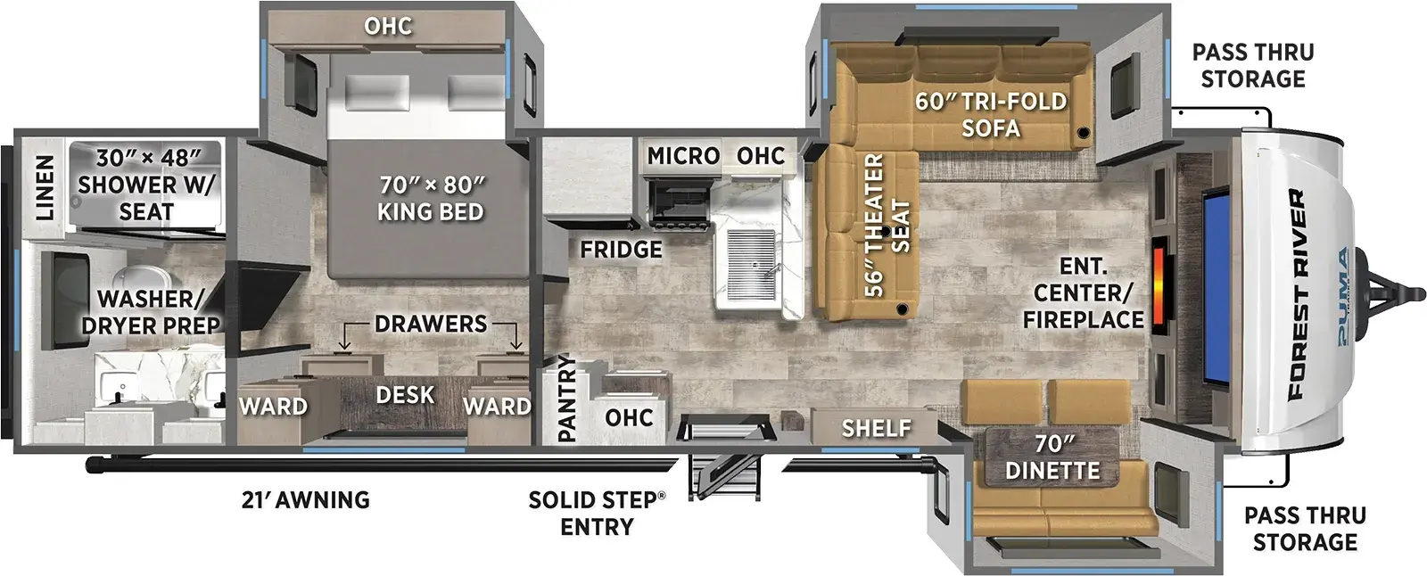 Floorplan diagram for 2026 Puma Tracks 3300FLBS